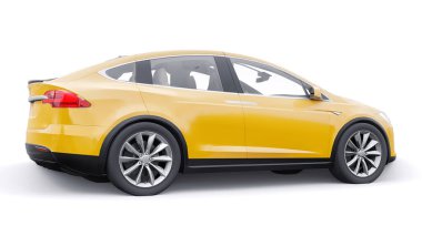 Tula, Rusya. 6 Ocak 2022: Tesla Model X tam boyutlu şehir cipi. Araba beyaz arka planda izole edilmiş. 3d oluşturma