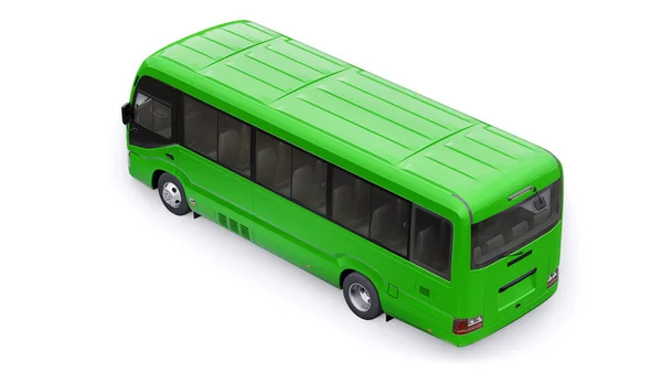 Small Green Bus Urban Suburban Travel Car Empty Body Design — Stock Photo, Image