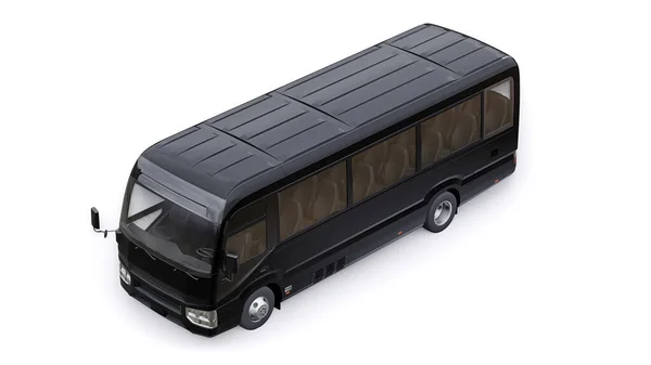 Black Small Bus Travel Car Empty Body Design Advertising Illustration — Stock Photo, Image