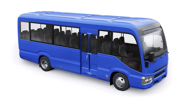 Blue Small Bus Travel Car Empty Body Design Advertising Illustration — Stock Photo, Image