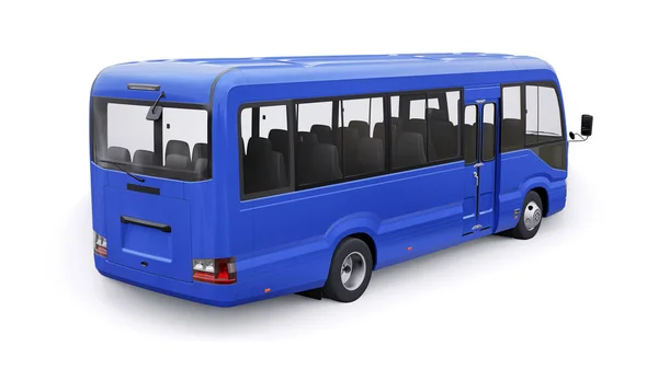 Blue Small Bus Travel Car Empty Body Design Advertising Illustration — Stock Photo, Image