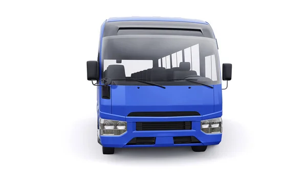 Маленький Блакитний Автобус Подорожей Автомобіль Порожнім Кузовом Дизайну Реклами Ілюстрація — стокове фото