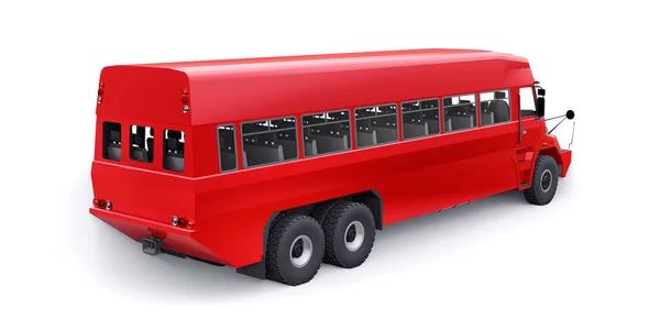 公共汽车把工人运送到难以到达的地区 3D插图 — 图库照片