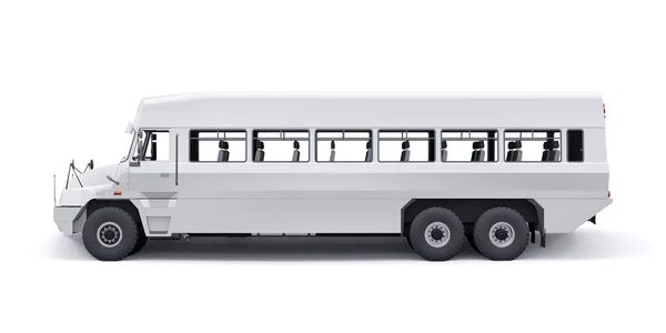 地域に到達するのは難しい労働者を輸送するためのバス 3Dイラスト — ストック写真