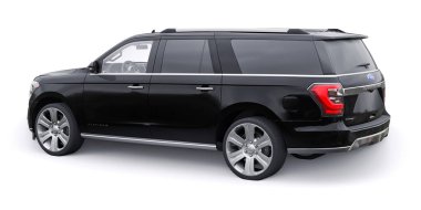 Tula, Rusya. 20 Ocak 2022: Ford Expedition 2019 Black Premium Family SUV beyaz arka planda izole edildi. 3d oluşturma.