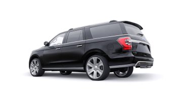 Tula, Rusya. 20 Ocak 2022: Ford Expedition 2019 Black Premium Family SUV beyaz arka planda izole edildi. 3d oluşturma.