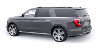 Tula, Rusya. 20 Ocak 2022: Ford Expedition 2019 Gri Premium Ailesi SUV beyaz arka planda izole edildi. 3d oluşturma.