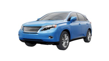 Beyaz izole edilmiş gölgesi olmayan birinci sınıf bir SUV. 3d oluşturma