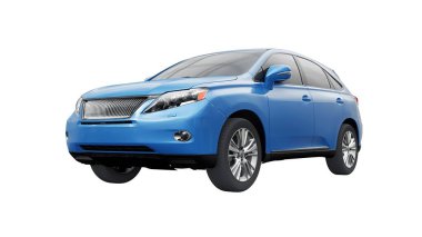 Beyaz izole edilmiş gölgesi olmayan birinci sınıf bir SUV. 3d oluşturma