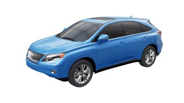 Beyaz izole edilmiş gölgesi olmayan birinci sınıf bir SUV. 3d oluşturma