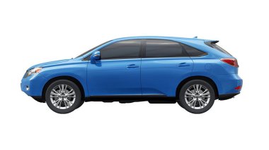 Beyaz izole edilmiş gölgesi olmayan birinci sınıf bir SUV. 3d oluşturma
