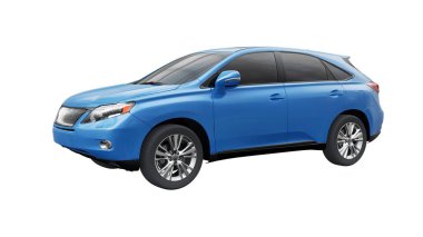 Beyaz izole edilmiş gölgesi olmayan birinci sınıf bir SUV. 3d oluşturma