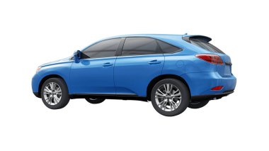 Beyaz izole edilmiş gölgesi olmayan birinci sınıf bir SUV. 3d oluşturma