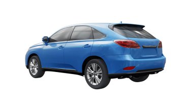 Beyaz izole edilmiş gölgesi olmayan birinci sınıf bir SUV. 3d oluşturma