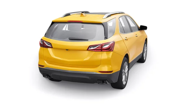 Yellow Mid Size City Suv Family White Background Rendering — Foto Stock