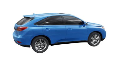 Beyaz izole edilmiş gölgesi olmayan birinci sınıf bir SUV. 3d oluşturma