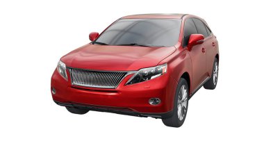 Beyaz izole edilmiş gölgesi olmayan birinci sınıf bir SUV. 3d oluşturma