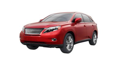 Beyaz izole edilmiş gölgesi olmayan birinci sınıf bir SUV. 3d oluşturma