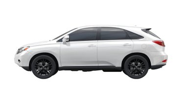 Beyaz izole edilmiş gölgesi olmayan birinci sınıf bir SUV. 3d oluşturma