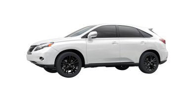 Beyaz izole edilmiş gölgesi olmayan birinci sınıf bir SUV. 3d oluşturma