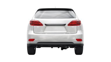 Beyaz izole edilmiş gölgesi olmayan birinci sınıf bir SUV. 3d oluşturma