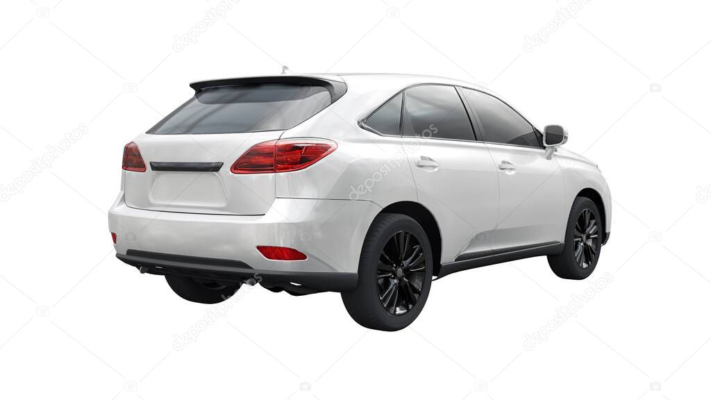 City premium family SUV on white isolated background without shadows. 3d rendering