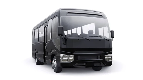 Fekete Kis Busz Utazáshoz Autó Üres Test Design Reklám Illusztráció — Stock Fotó