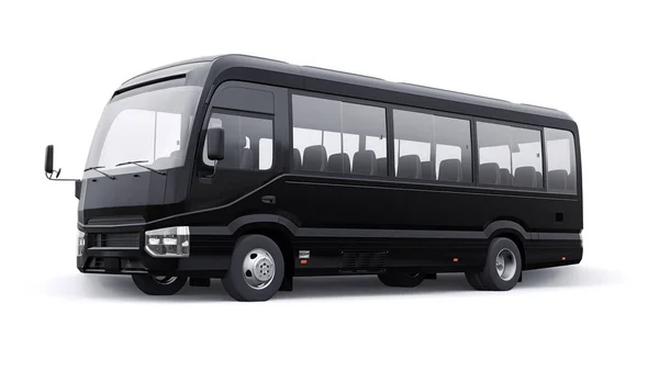 Seyahat Için Siyah Küçük Bir Otobüs Tasarım Reklam Için Boş — Stok fotoğraf