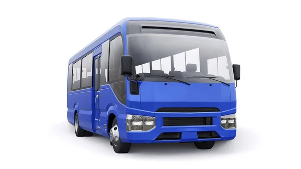 蓝色小巴旅行 车体空旷 用于设计和广告 3D说明 — 图库照片