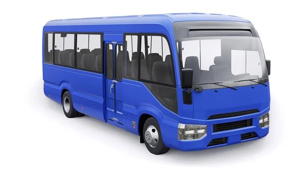 Blue Small Λεωφορείο Για Ταξίδια Αυτοκίνητο Άδειο Σώμα Για Σχεδιασμό — Φωτογραφία Αρχείου