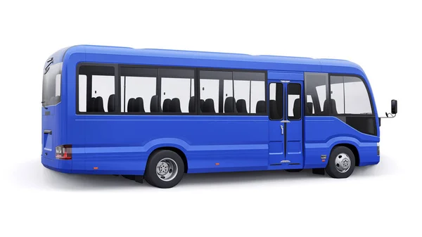 Blue Piccolo Autobus Viaggio Auto Con Carrozzeria Vuota Design Pubblicità — Foto Stock