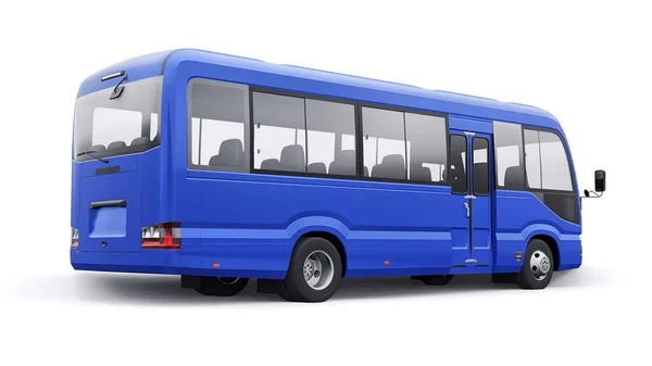 ブルー旅行のための小さなバス デザインや広告のための空のボディを持つ車 3Dイラスト — ストック写真
