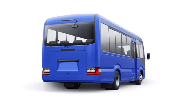 Синий Маленький Автобус Путешествий Автомобиль Пустым Корпусом Дизайна Рекламы Иллюстрация — стоковое фото