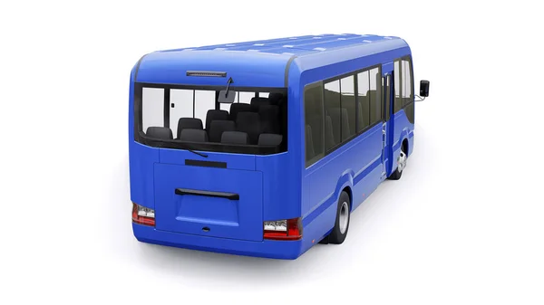 Blue Small Bus Travel Car Empty Body Design Advertising Illustration — Stock Photo, Image