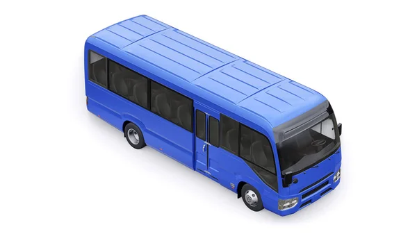 Blue Small Bus Travel Car Empty Body Design Advertising Illustration — Stock Photo, Image