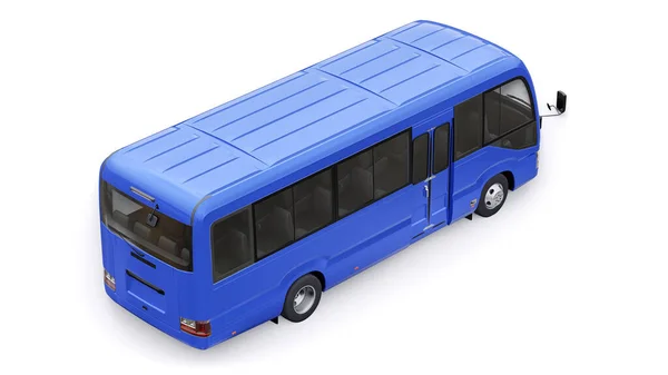 Modrý Malý Autobus Cestu Auto Prázdným Tělem Pro Design Reklamu — Stock fotografie