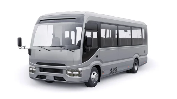 Mały Autobus Transportu Miejskiego Podmiejskiego Samochód Pustym Nadwoziem Projektowania Reklamy — Zdjęcie stockowe