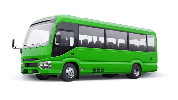 都市部と郊外の旅行のための小さな緑のバス デザインや広告のための空のボディを持つ車 3Dイラスト — ストック写真