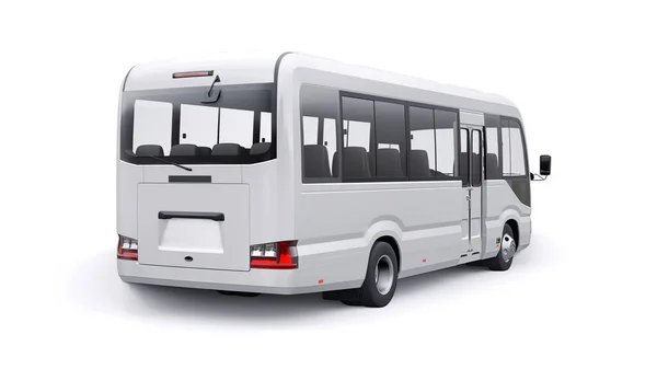 White Small Bus Urban Suburban Travel Car Empty Body Design — Stock Photo, Image