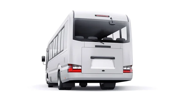 White Small Bus Urban Suburban Travel Car Empty Body Design – stockfoto