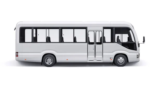 White Small Bus Urban Suburban Travel Car Empty Body Design — Photo