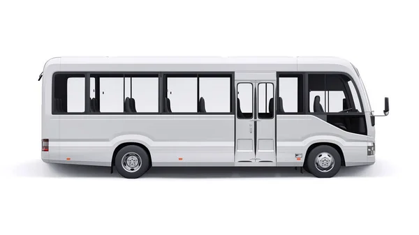 White Small Bus Urban Suburban Travel Car Empty Body Design — Zdjęcie stockowe