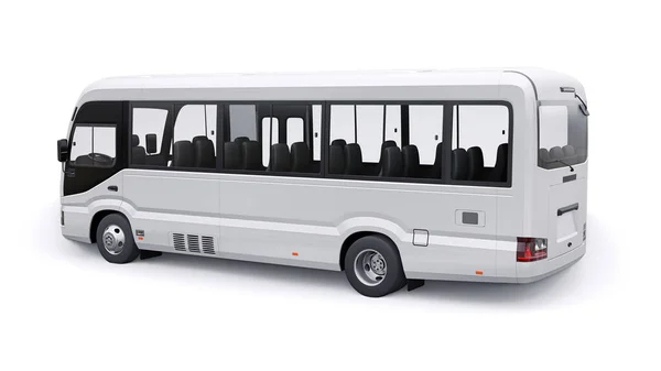 White Small Bus Urban Suburban Travel Car Empty Body Design — Stok fotoğraf