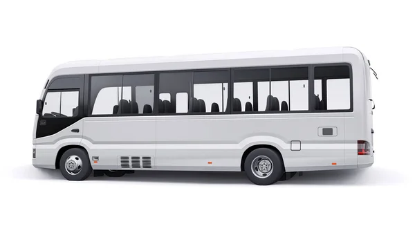 White Small Bus Urban Suburban Travel Car Empty Body Design — 图库照片