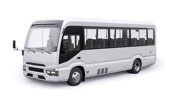 White Small Bus Urban Suburban Travel Car Empty Body Design — стокове фото