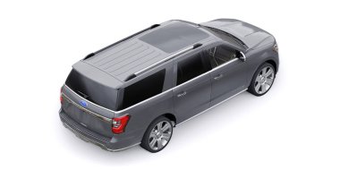 Tula, Rusya. 20 Ocak 2022: Ford Expedition 2019 Gri Premium Ailesi SUV beyaz arka planda izole edildi. 3d oluşturma.