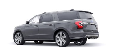 Tula, Rusya. 20 Ocak 2022: Ford Expedition 2019 Gri Premium Ailesi SUV beyaz arka planda izole edildi. 3d oluşturma.