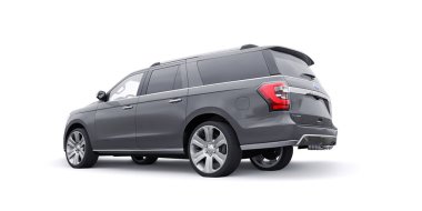 Tula, Rusya. 20 Ocak 2022: Ford Expedition 2019 Gri Premium Ailesi SUV beyaz arka planda izole edildi. 3d oluşturma.