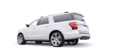 Tula, Rusya. 20 Ocak 2022: Ford Expedition 2019 beyaz Premium Family SUV beyaz arka planda izole edildi. 3d oluşturma.