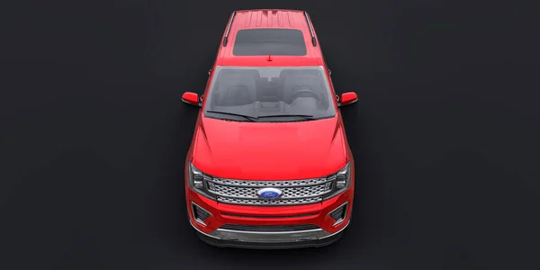 俄罗斯 2022年1月20日 Ford Expedition 2019 Red Premium Family Suv在黑色背景下被隔离 3D渲染 — 图库照片